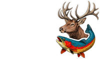 deer head and fish